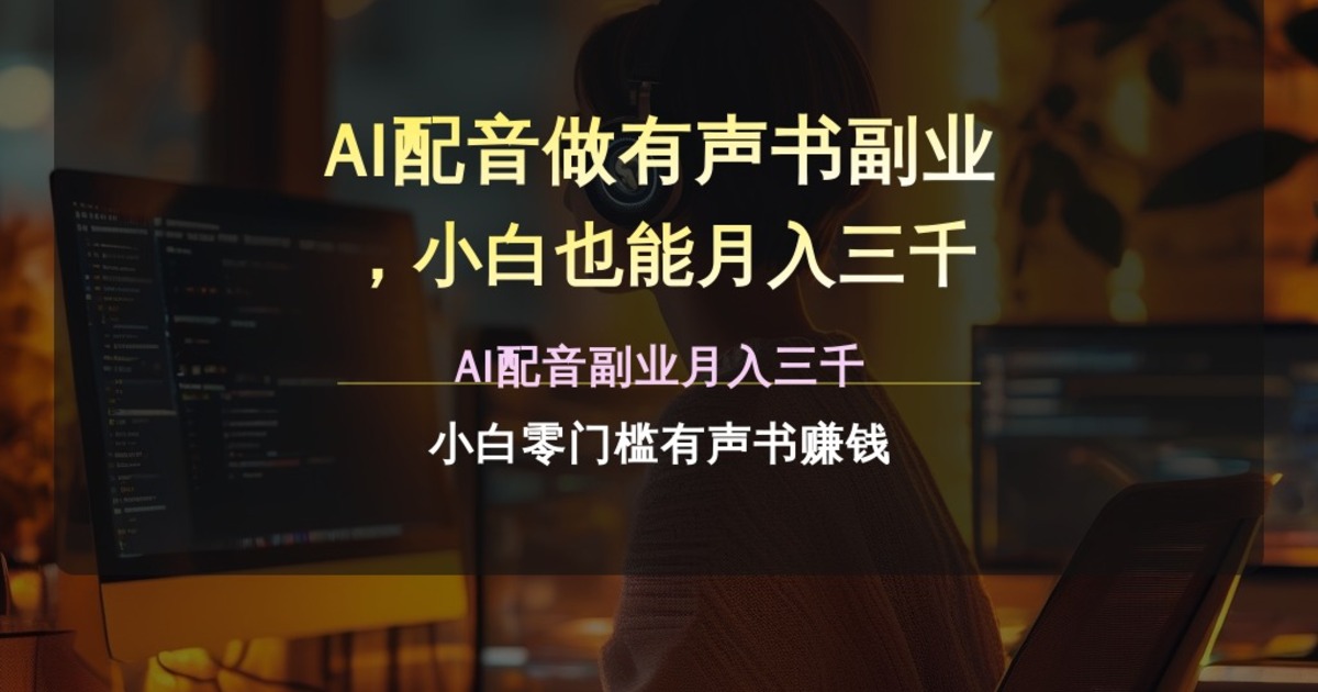 AI配音做有声书副业，小白也能月入三千