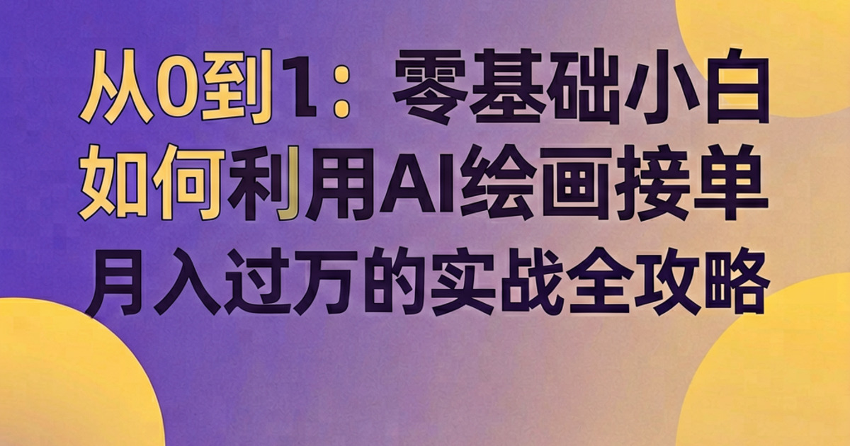 从0到1：零基础小白如何利用AI绘画接单，月入过万的实战全攻略
