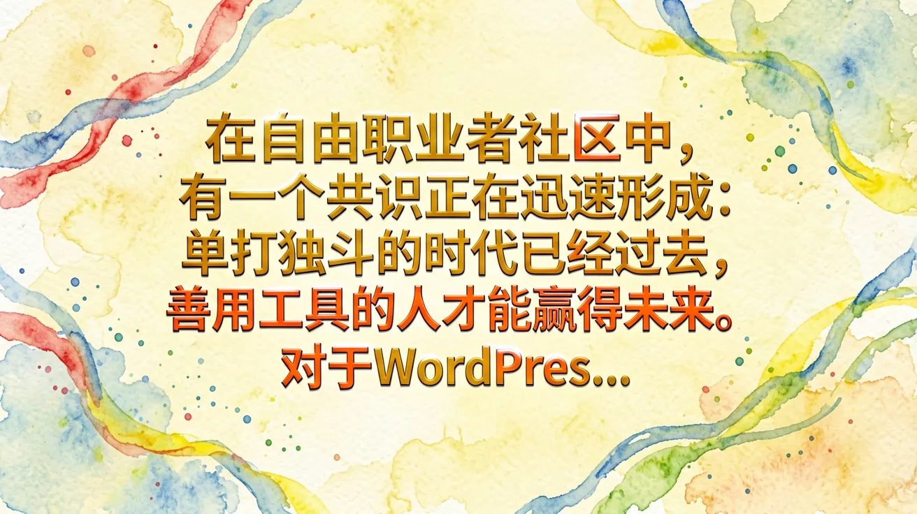 在自由职业者社区中,有一个共识正在迅速形成:单打独斗的时代已经过去,善用工具的人才能赢得未来。对于WordPres…