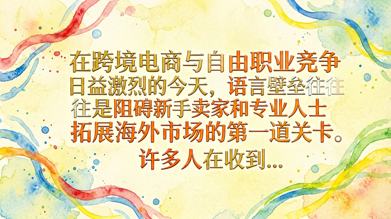 在跨境电商与自由职业竞争日益激烈的今天，语言壁垒往往是阻碍新手卖家和专业人士拓展海外市场的第一道关卡。许多人在收到…