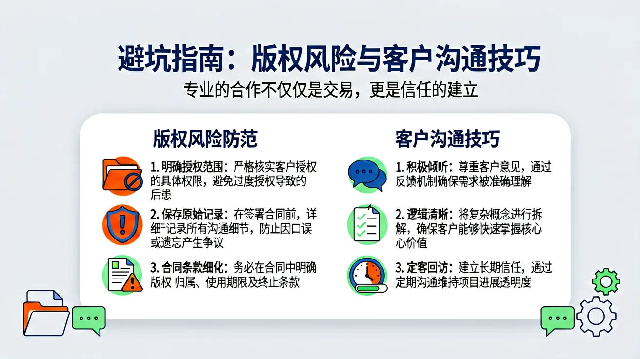 避坑指南:版权风险与客户沟通技巧 避坑指南:版权风险与客户沟通技巧