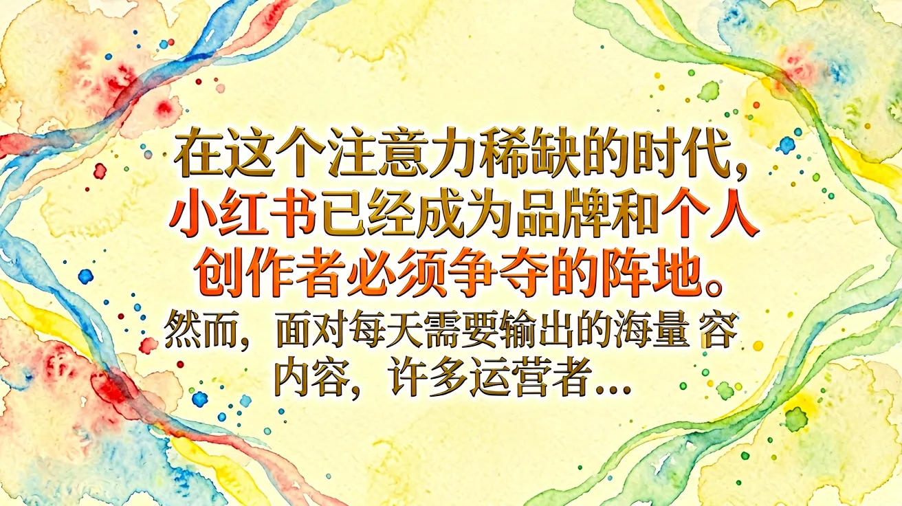 在这个注意力稀缺的时代,小红书已经成为品牌和个人创作者必须争夺的阵地。然而,面对每天需要输出的海量内容,许多运营者…