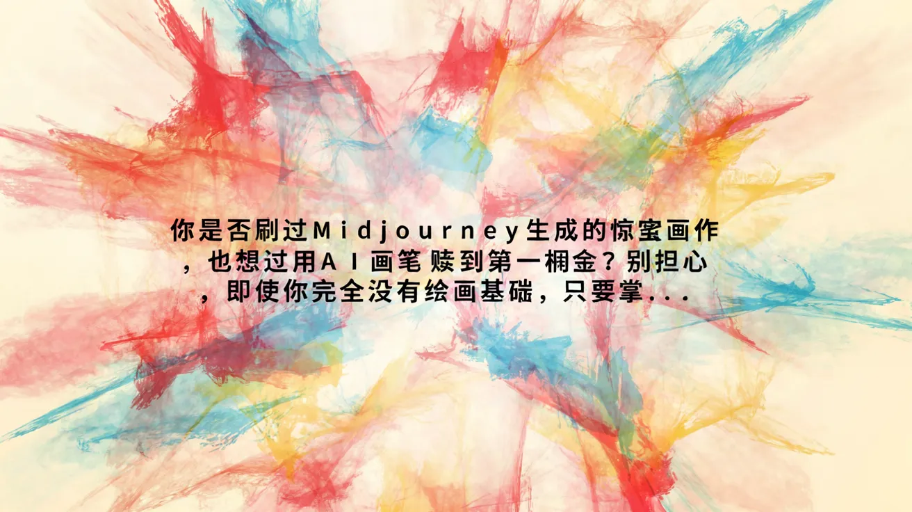 你是否刷过Midjourney生成的惊艳画作,也想过用AI画笔赚到第一桶金?别担心,即使你完全没有绘画基础,只要掌…